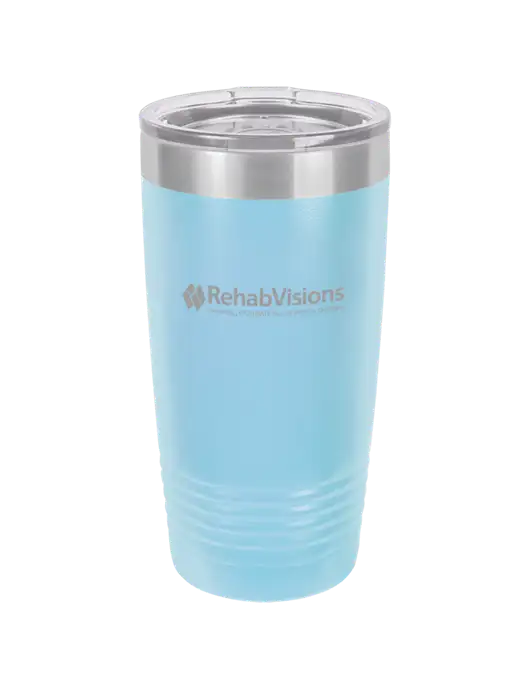Polar Camel 20 oz Powder Coated Light Blue Vacuum Insulated Tumbler w/RehabVisions Logo