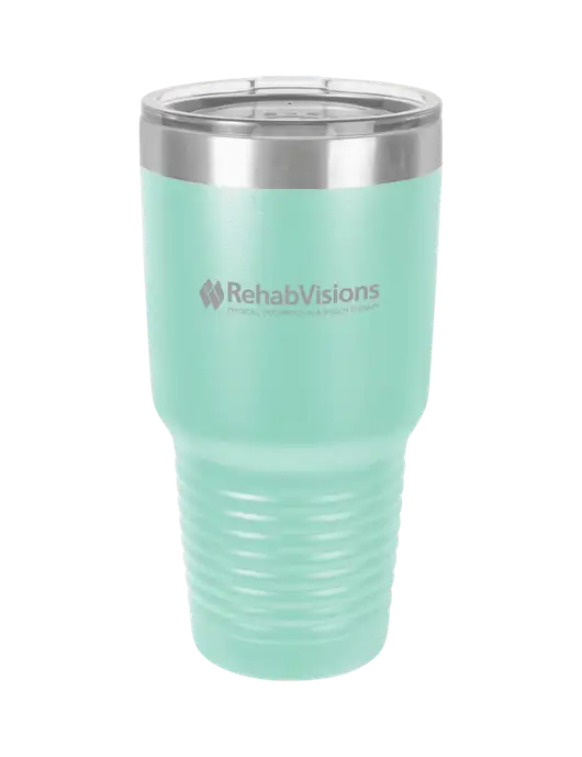 Polar Camel 30 oz Powder Coated Seafoam Vacuum Insulated Tumbler w/RehabVisions Logo