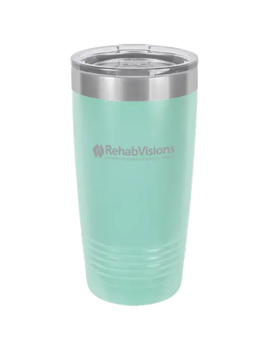 Polar Camel 20 oz Powder Coated Seafoam Vacuum Insulated Tumbler w/RehabVisions Logo