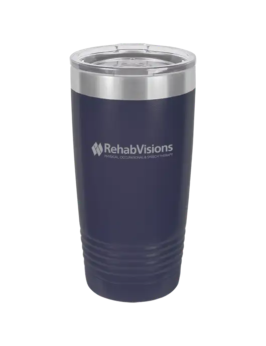 Polar Camel 20 oz Powder Coated Navy Vacuum Insulated Tumbler w/RehabVisions Logo