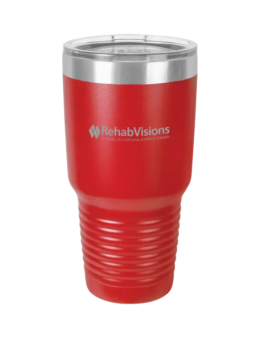 Polar Camel 30 oz Powder Coated Red Vacuum Insulated Tumbler  w/RehabVisions Logo
