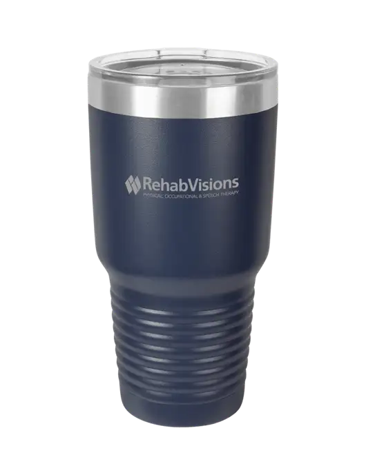 Polar Camel 30 oz Powder Coated Navy Vacuum Insulated Tumbler w/RehabVisions Logo