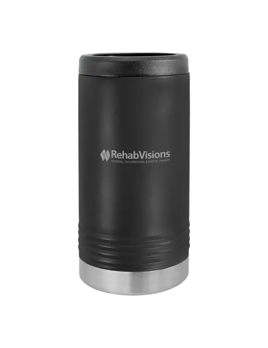 Polar Camel Powder Coated Black Vacuum Insulated Slim Beverage Holder w/RehabVisions Logo