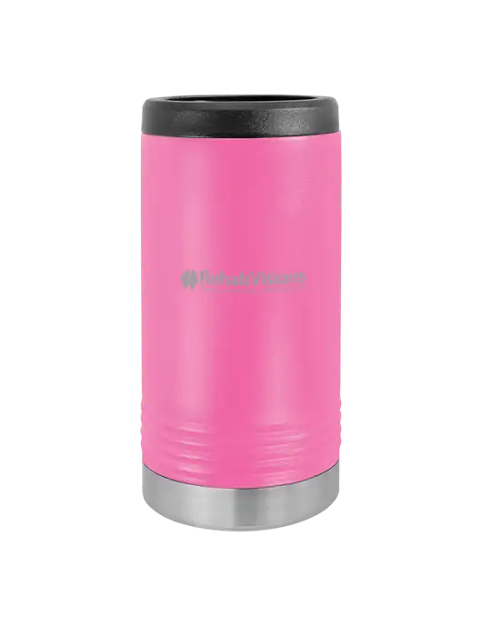 Polar Camel Powder Coated Pink Vacuum Insulated Slim Beverage Holder w/RehabVisions Logo