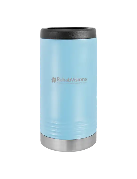 Polar Camel Powder Coated Light Blue Vacuum Insulated Slim Beverage Holder w/RehabVisions Logo