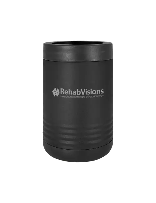 Polar Camel 12 oz Powder Coated Black Vacuum Insulated Beverage Holder w/RehabVisions Logo