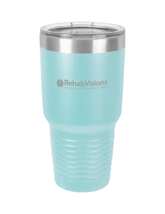 Polar Camel 30 oz Powder Coated Light Blue Vacuum Insulated Tumbler w/RehabVisions Logo