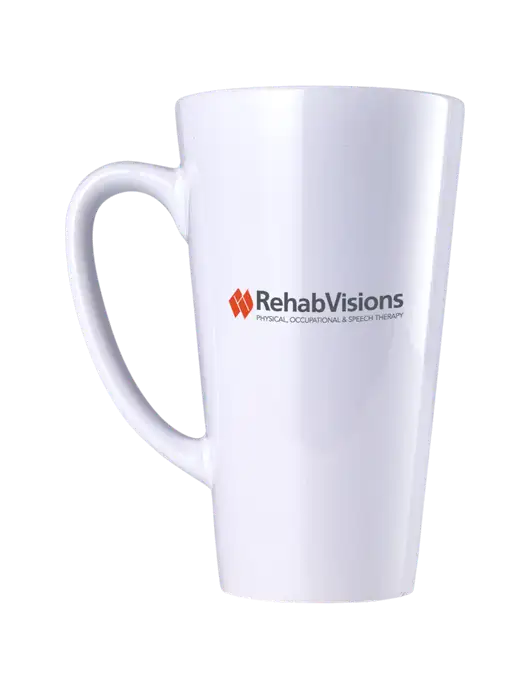 17 oz White Latte Mug w/RehabVisions Logo