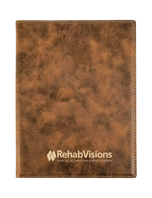 Rustic Leatherette 7 x 9 Portfolio with Notepad w/RehabVisions Logo