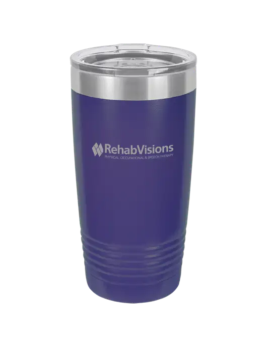 Polar Camel 20 oz Powder Coated Purple Vacuum Insulated Tumbler w/RehabVisions Logo
