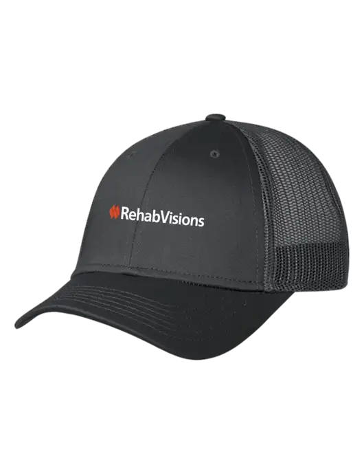 Charcoal Mesh Trucker Cap Snap Back w/RehabVisions Logo