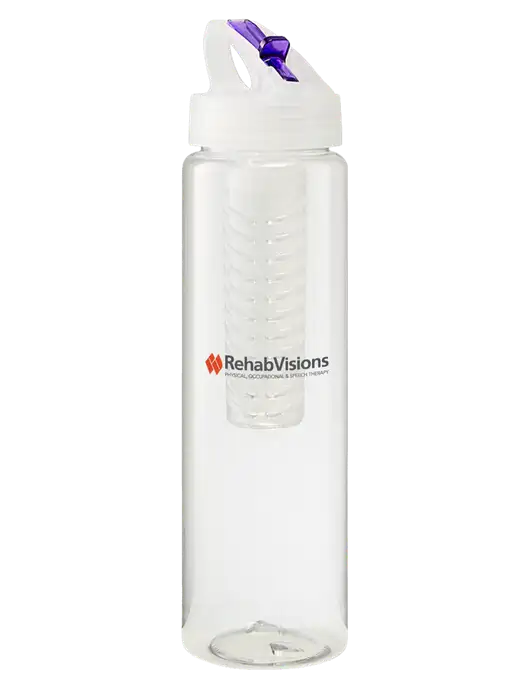 Buddy Infuser Purple 32 oz PET Bottle with Flip Lid w/RehabVisions Logo