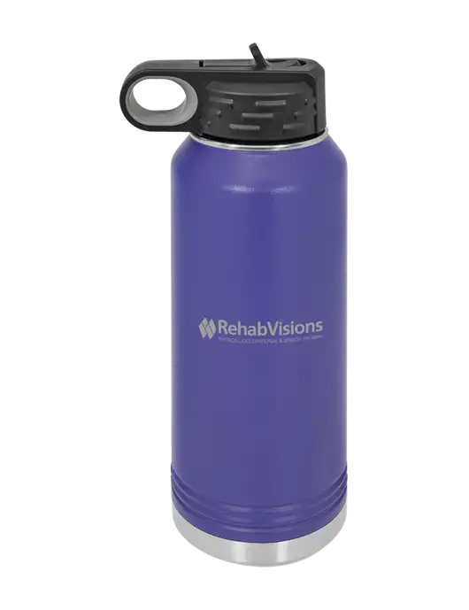 Polar Camel 32 oz Powder Coated Purple Vacuum Insulated Water Bottle w/RehabVisions Logo