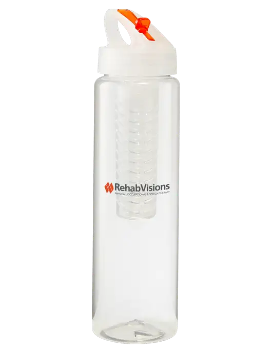 Buddy Infuser Orange 32 oz PET Bottle with Flip Lid w/RehabVisions Logo