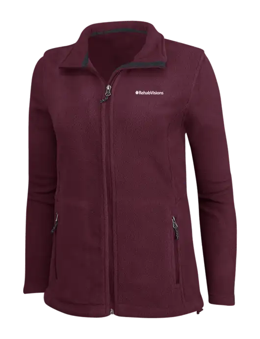 Womens Maroon Fleece Jacket w/RehabVisions Logo