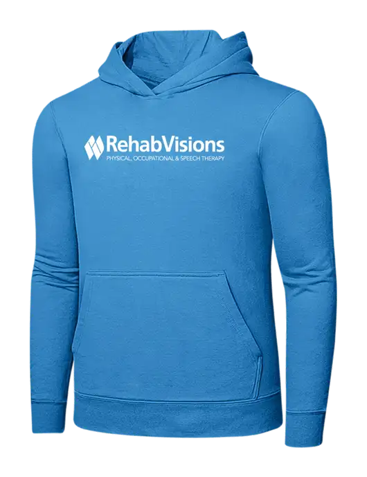 Light Aqua Blue 7.8 oz Ring Spun Hooded Sweatshirt w/RehabVisions Logo