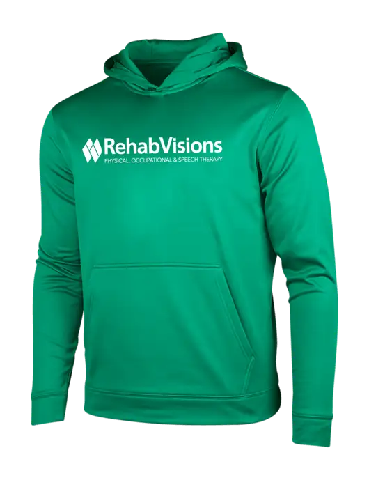 Kelly Green Sport-Wick Fleece Hooded Pullover w/RehabVisions Logo