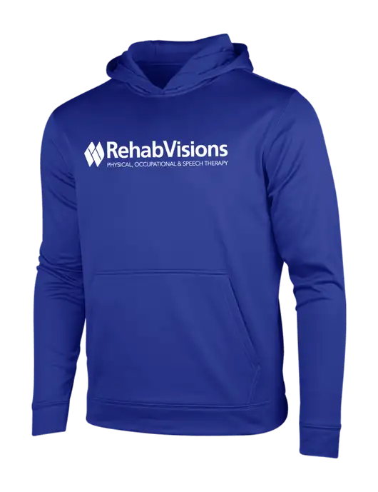 True Royal Sport-Wick Fleece Hooded Pullover w/RehabVisions Logo