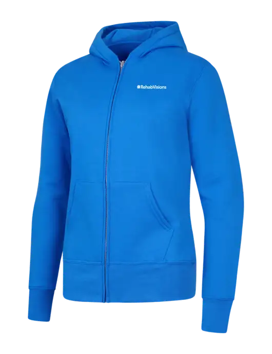 Royal Womens Core Fleece Full-Zip Hooded Sweatshirt w/RehabVisions Logo