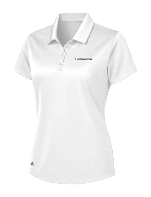 Adidas White Womens Basic Sport Polo w/RehabVisions Logo