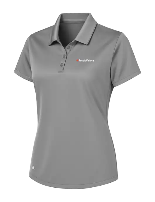 Adidas Light Grey Womens Basic Sport Polo w/RehabVisions Logo