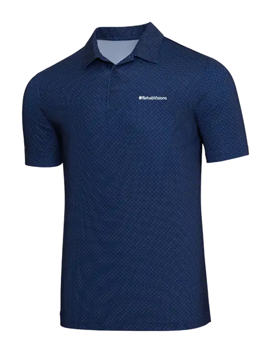 Adidas Navy Blue Diamond Dot Print Polo w/RehabVisions Logo
