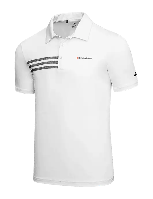 Adidas White 3 Stripes Chest Polo w/RehabVisions Logo