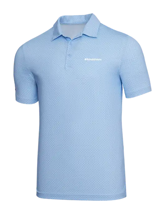 Adidas Light Blue Diamond Dot Print Polo w/RehabVisions Logo