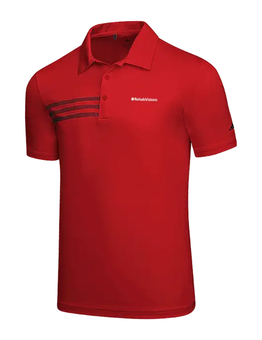 Adidas Red 3 Stripes Chest Polo w/RehabVisions Logo