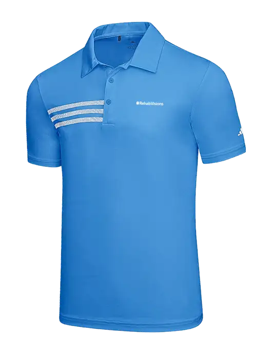 Adidas Carolina Blue 3 Stripes Chest Polo w/RehabVisions Logo