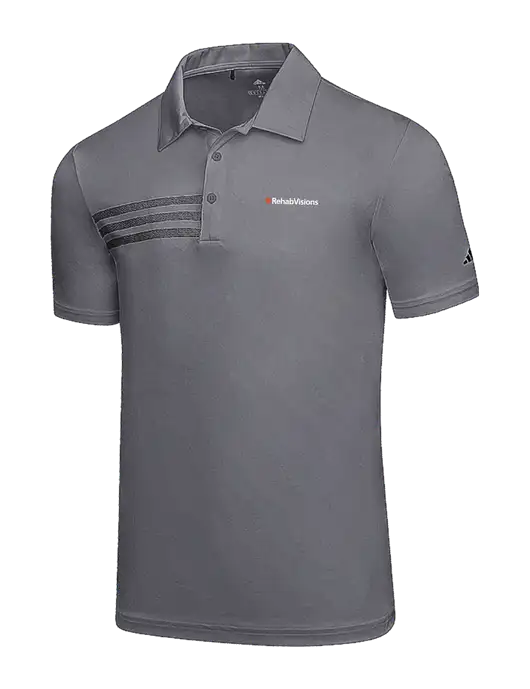 Adidas Medium Grey 3 Stripes Chest Polo w/RehabVisions Logo