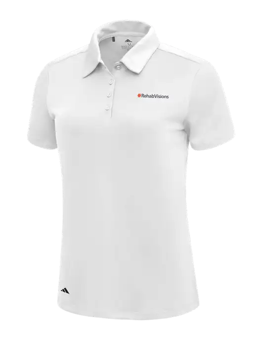 Adidas White Womens Ultimate Solid Polo w/RehabVisions Logo