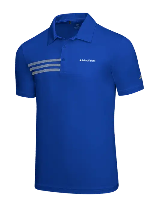 Adidas Royal 3 Stripes Chest Polo w/RehabVisions Logo