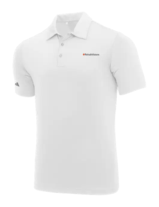 Adidas White Ultimate Solid Polo w/RehabVisions Logo