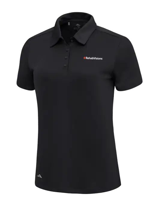 Adidas Black Womens Ultimate Solid Polo w/RehabVisions Logo