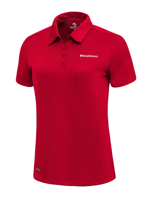 Adidas Red Womens Ultimate Solid Polo w/RehabVisions Logo