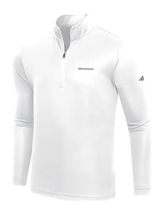 Adidas White  Lightweight Quarter Zip Pullover w/RehabVisions Logo