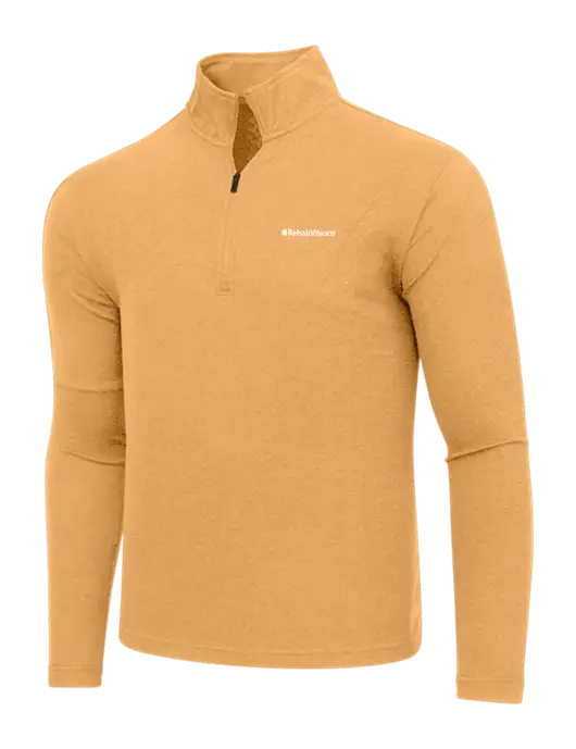 Adidas Light Orange Heather 3 Stripes Quarter Zip Sweater w/RehabVisions Logo