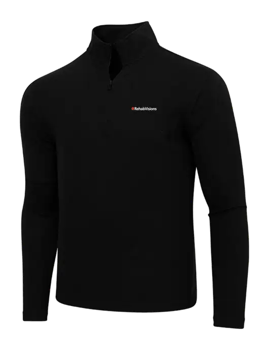 Adidas  Black Melange 3 Stripes Quarter Zip Sweater w/RehabVisions Logo
