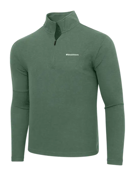 Adidas Dark Green Heather 3 Stripes Quarter Zip Sweater w/RehabVisions Logo