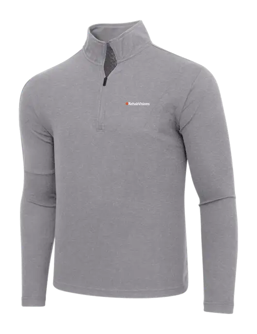 Adidas Medium Grey Melange 3 Stripes Quarter Zip Sweater w/RehabVisions Logo