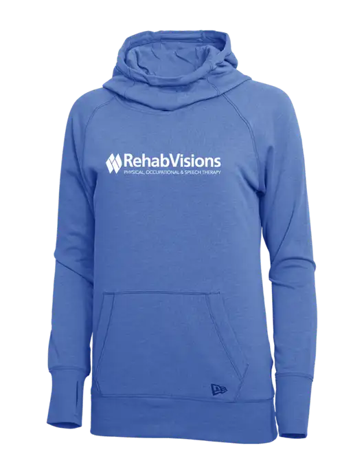 New Era Royal Heather Womens Tri-Blend Fleece Pullover Hoodie w/RehabVisions Logo