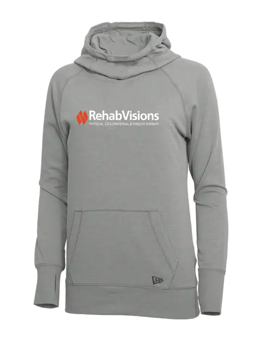 New Era Shadow Grey Heather Womens Tri-Blend Fleece Pullover Hoodie w/RehabVisions Logo
