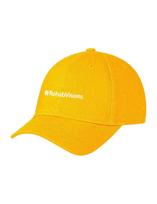 Yellow Gold Structured Soft Snap Closure Hook & Loop Cap w/RehabVisions Logo