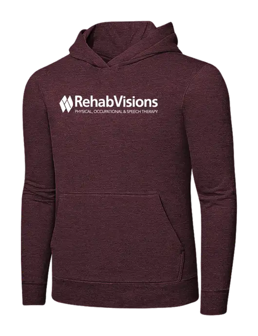 Heather Maroon 7.8 oz Ring Spun Hooded Sweatshirt w/RehabVisions Logo