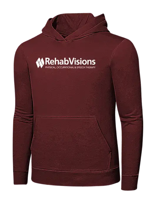 Maroon 7.8 oz Ring Spun Hooded Sweatshirt w/RehabVisions Logo