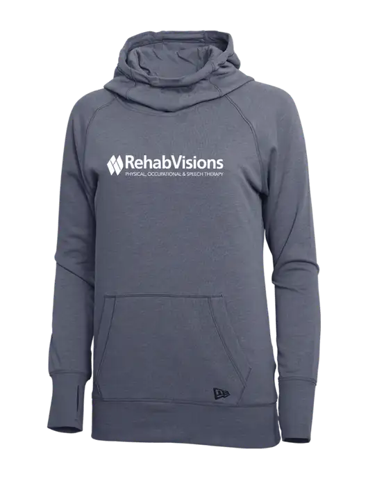 New Era True Navy Heather Womens Tri-Blend Fleece Pullover Hoodie w/RehabVisions Logo