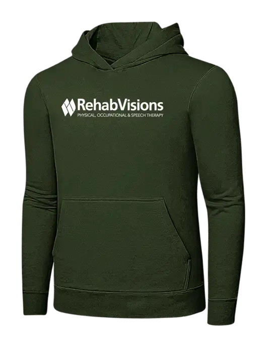 Very Dark Olive 7.8 oz Ring Spun Hooded Sweatshirt w/RehabVisions Logo