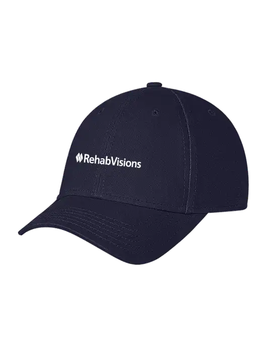 Navy Structured Soft Snap Closure Hook & Loop Cap w/RehabVisions Logo
