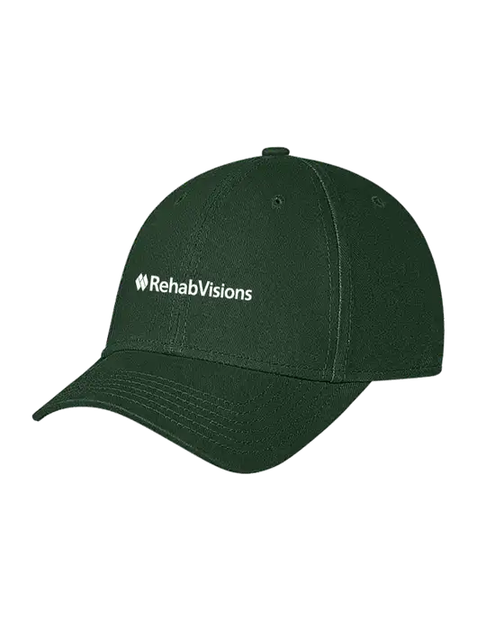 Dark Green Structured Soft Snap Closure Hook & Loop Cap w/RehabVisions Logo
